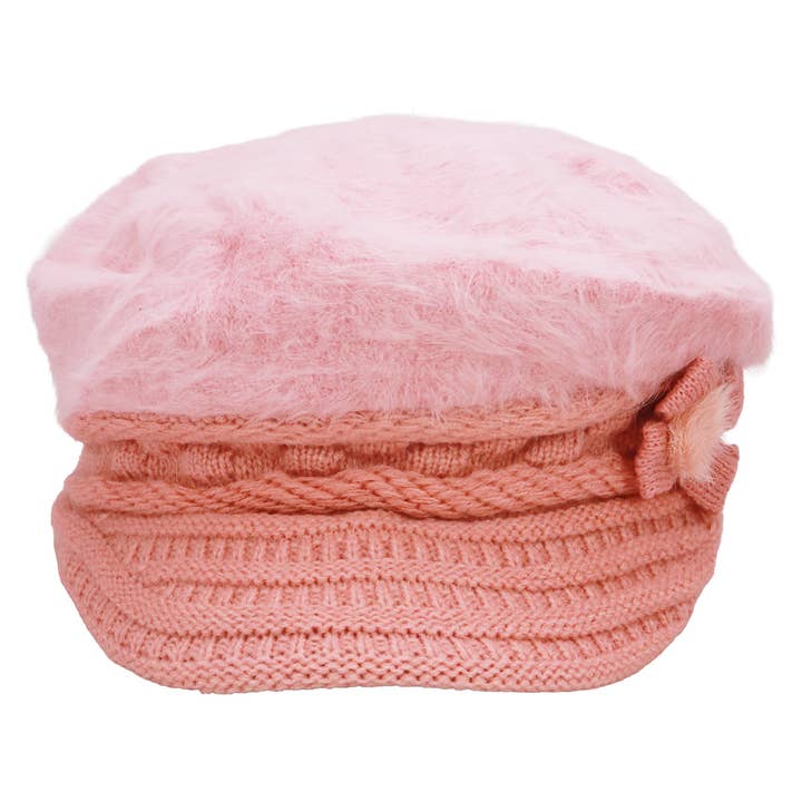 ASSORTED Vegan Angora Fur Flower Knitted Fiddler Cap for wholesale on Faire2