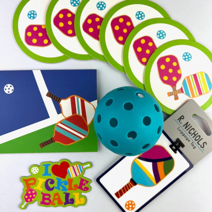 R. Nichols Stationery & Gifts - Wholesale Luggage Tag - Pickleball Court Luggage Tag w/ Black Strap2