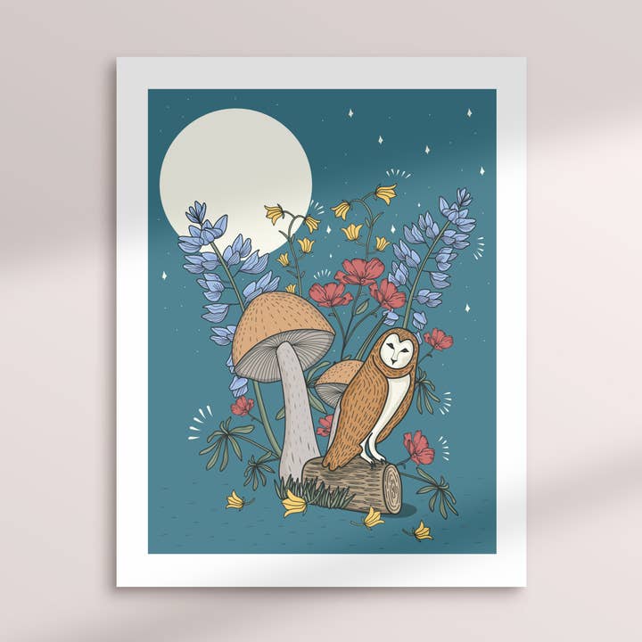 Woodland Creatures: Observant Owl Art Print for wholesale by Graphic Heart