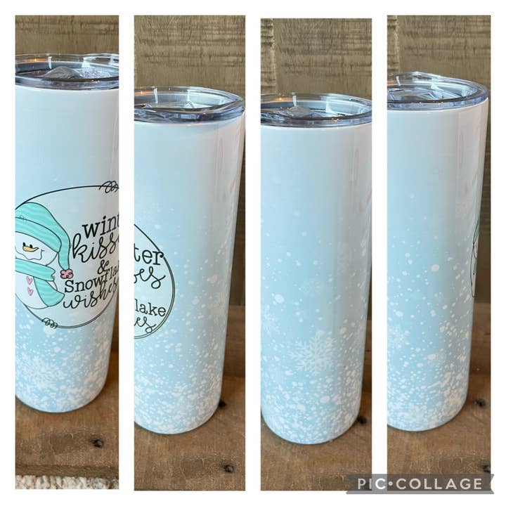 Winter Kisses & Snowmen 20 oz Sublimation Tumbler for wholesale by NYOG Side Hustle