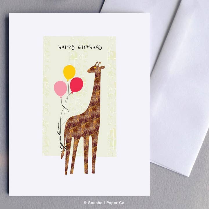 Geburtstags-Giraffe Karte für den Großhandel von Seashell Paper Co.