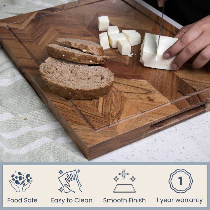 The Fine Living Company - Wholesale Cutting Board - Handmade Indian Acacia Wood Large Thick Chopping Board4