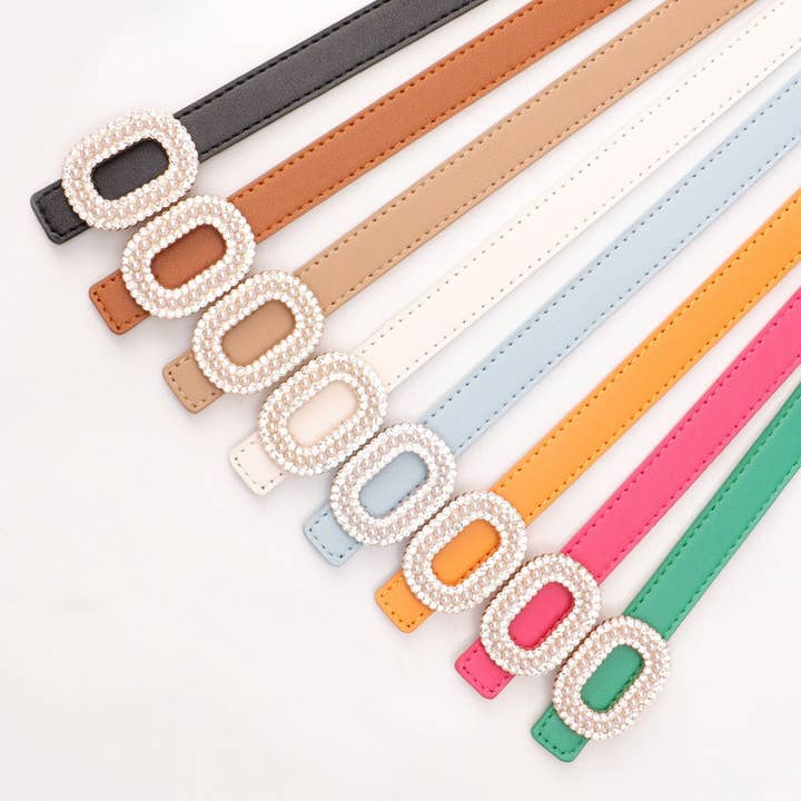 ACCITY - Wholesale Belt - Women's - CLASSIC VINTAGE RHINESTONE PEARL BUCKLE BELT_CWABE0389