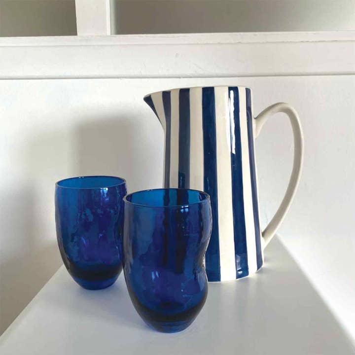 Black striped pitcher gm L17.8 W12.5 H21.3 for wholesale on Faire