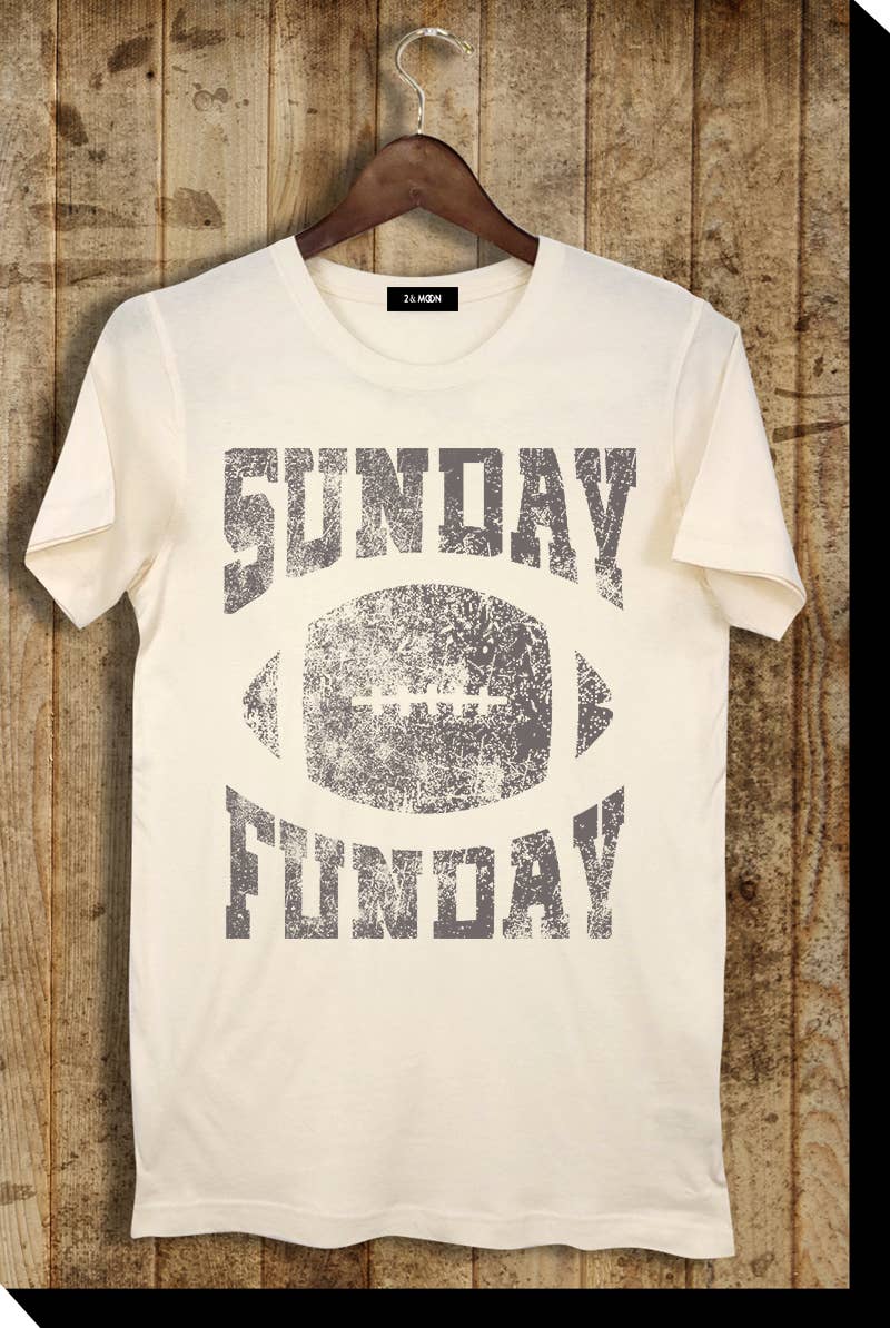 2&moon - Wholesale Screen Printed T-Shirt - Women's - Sunday Funday Football Graphic Tee.7