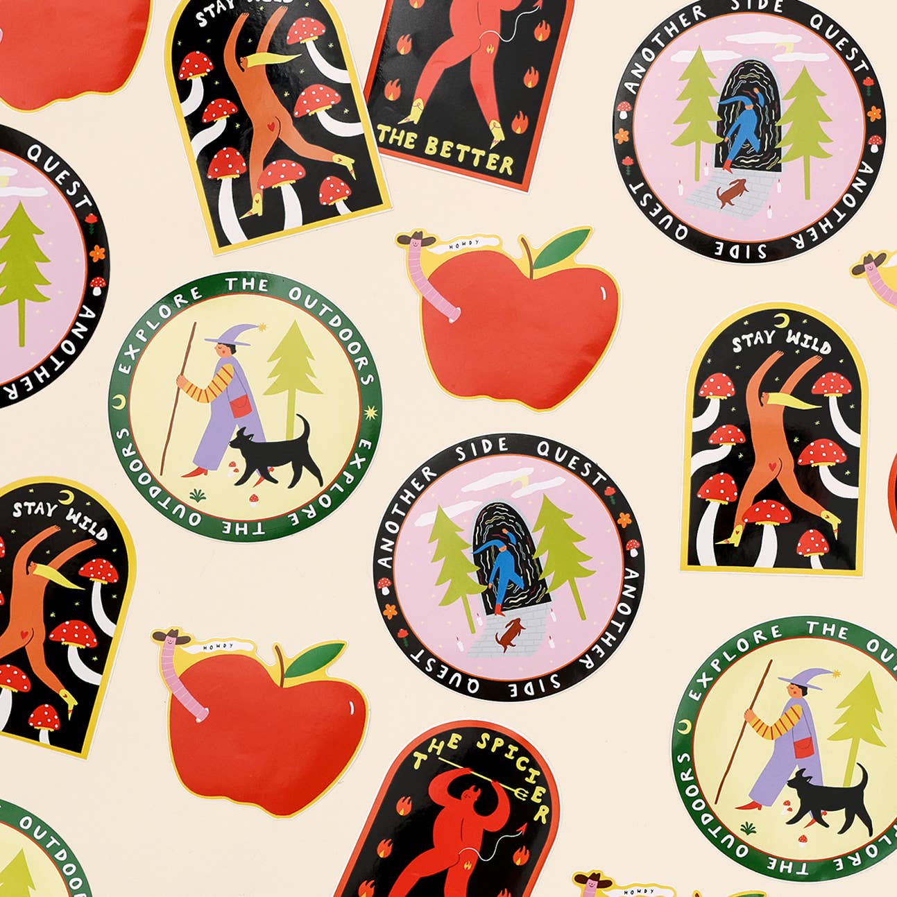 Little Black Cat Illustrated Goods – Engroshandel Klistermærke – Orm Cowboy Klistermærke | Howdy Vinyl Klistermærke | Orm I Æble8