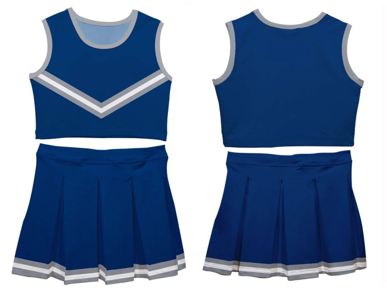 Vive La Fete - Wholesale Activewear Set - Kids - Blue White & Silver Sleeveless Cheerleader Set2
