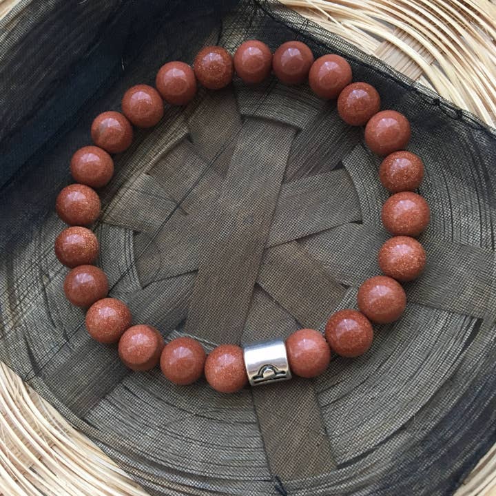 Pulseira do signo do zodíaco do signo de libra de arenito dourado por atacado de Roshni Desai & Things