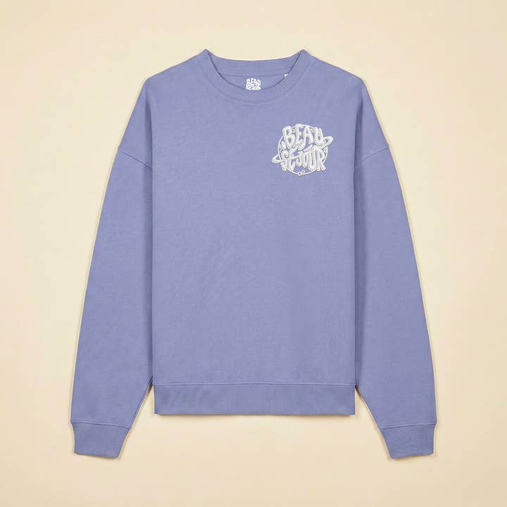 Purple crew neck sweater for wholesale by Beausejour France