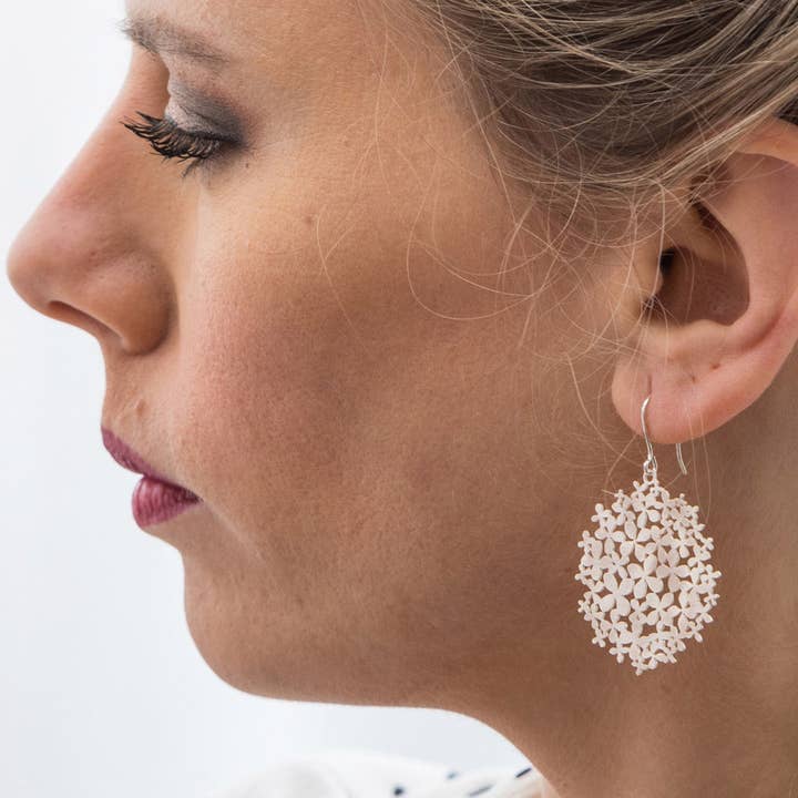 RAS - Wholesale Dangle Earrings - Hortensia Silver Plated Big Earring2