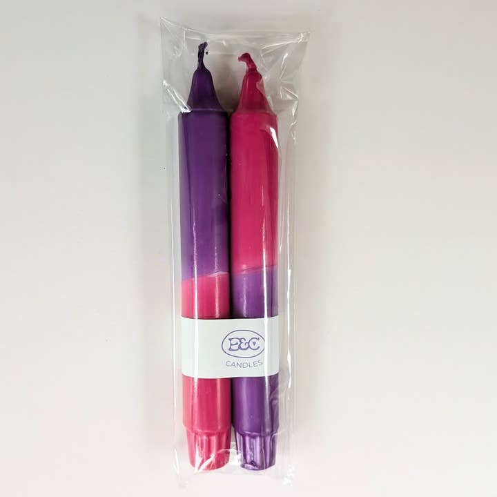 Elate and Co. - Wholesale Tapered Candle/Candlestick - Dip Dye candles x Pink + Purple1