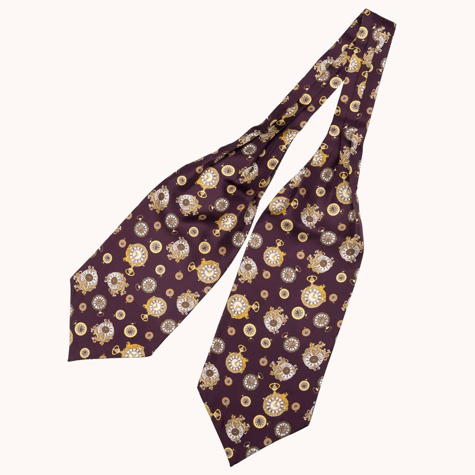 Elizabetta Made in Italy USA - Wholesale Necktie - Men's - Gilded Keeper - Silk Ascot Cravat Tie - Plum2