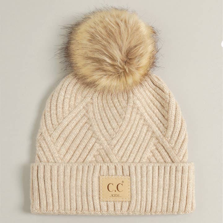 Fashion City - Wholesale Beanie - Kids - Kids Criss-Cross Pattern Beanie Hat