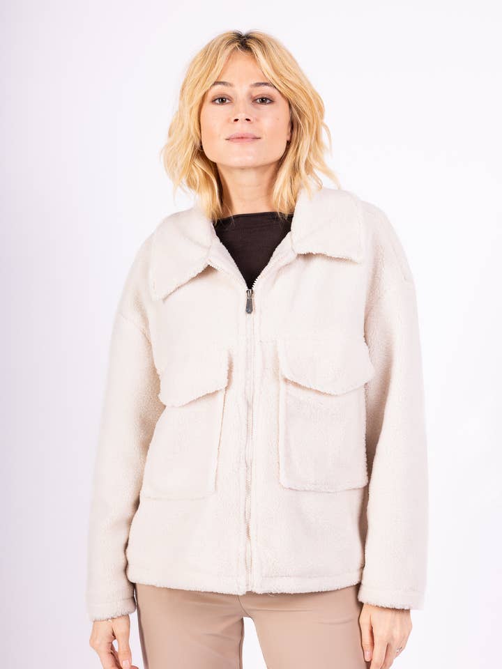 Pépouz' Paris - Wholesale Jacket - Women's - Fleece jacket with large pockets PV25480