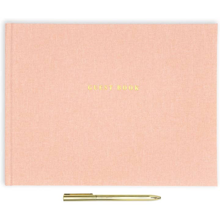 Linen Textured Hardcover Guestbook - Pink for wholesale by Elyn