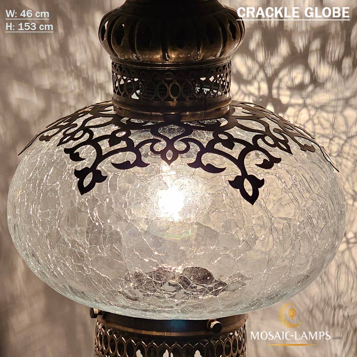 Mosaic Lamps - Wholesale Floor Lamp - Gooseneck X Large Crackle Globe Ottoman Floor Lamp, Laser Me