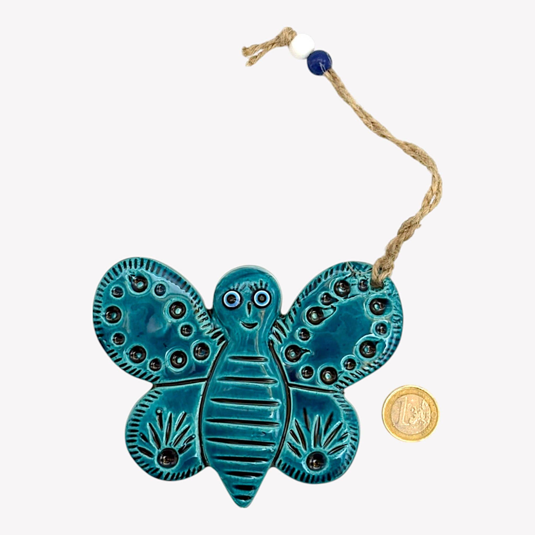 cotonIQ - Vendita all'ingrosso Decorazione da parete 3D - Decorazione da parete in ceramica - Farfalla - Turchese - 13x10x2cm1