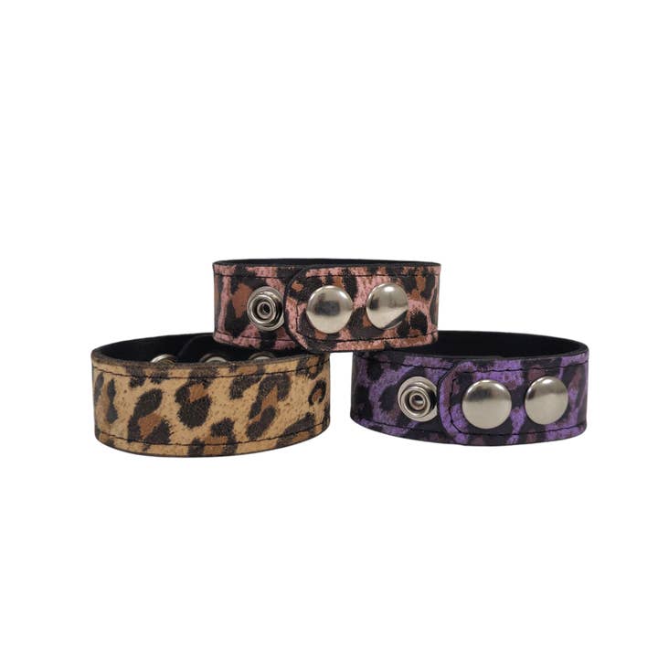 Funk Plus - Wholesale Bangle Bracelet - BC100CHEETAH GENUINE LEATHER LEOPARD CUFF SNAPPED BRACELET6