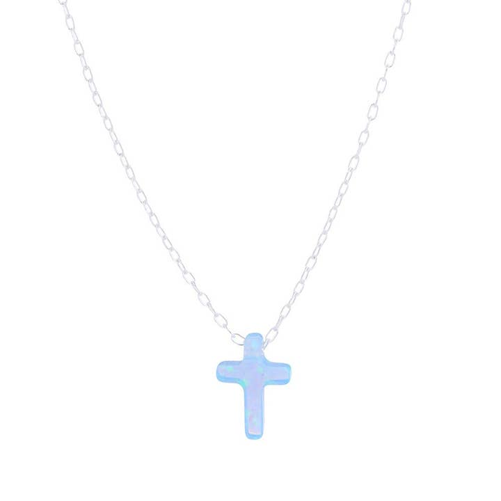 Opalite Cross Necklace for wholesale by BOWERBIRD JEWELS