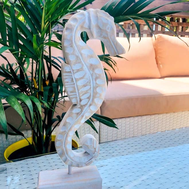 SALE Wooden Seahorse Sculpture Seaside Decoration for wholesale by EcoFreax