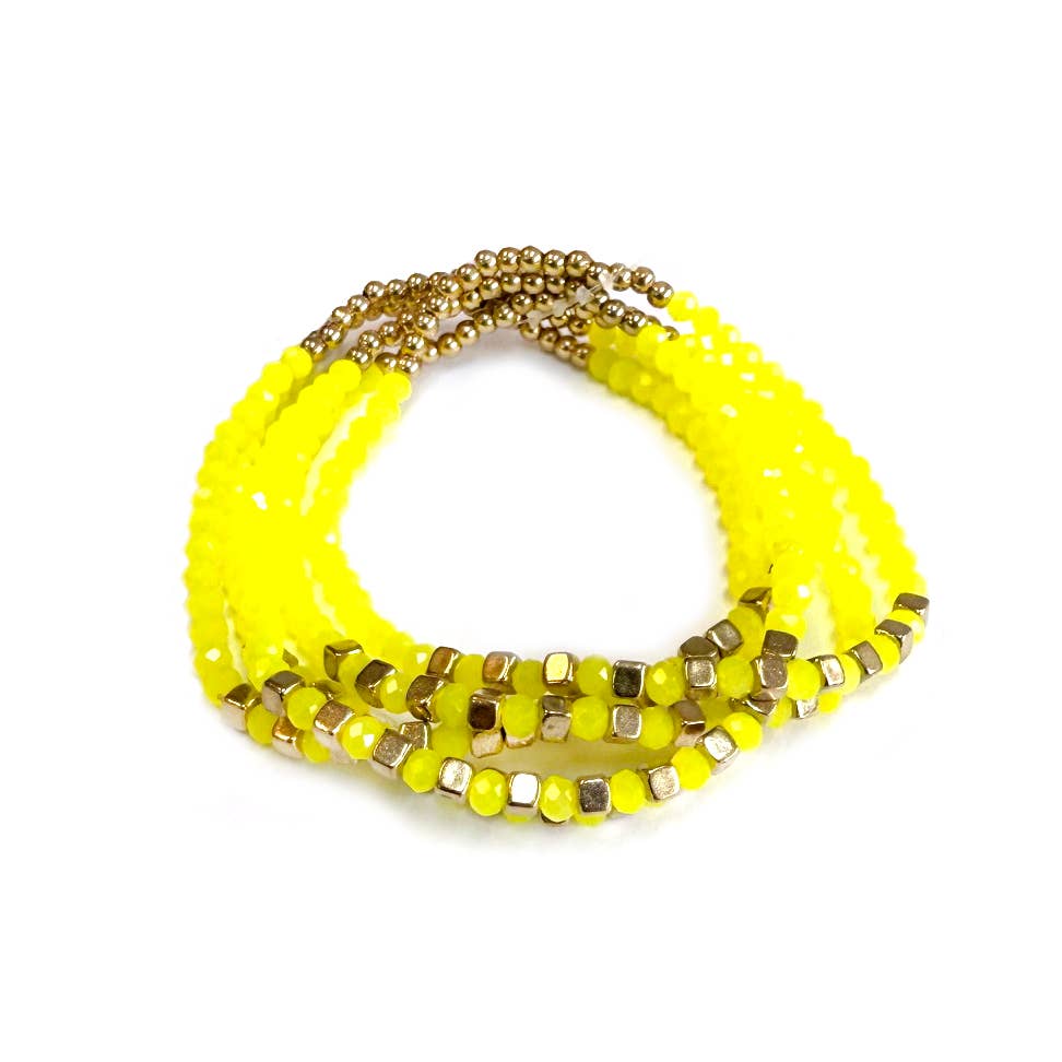 StarryNYC - Wholesale Beaded Bracelet - Neon Multi Line Beaded Stackable Boho Stretch Bracelet1
