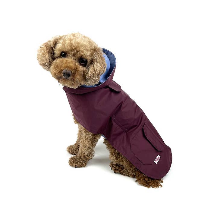 Milltown Brand – wholesale Pet raincoat – Dog – Dog Reversible Rain Coat - Cabernet-Blue2