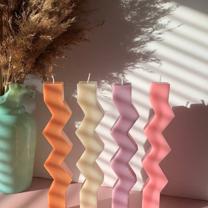 Dusty Rose Bodega - Wholesale Pillar Candle - ZIG ZAG | candle sticks