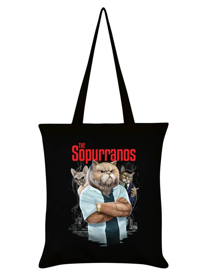 Sac fourre-tout noir Horror Cats The Sopurranos pour la vente par Grindstore