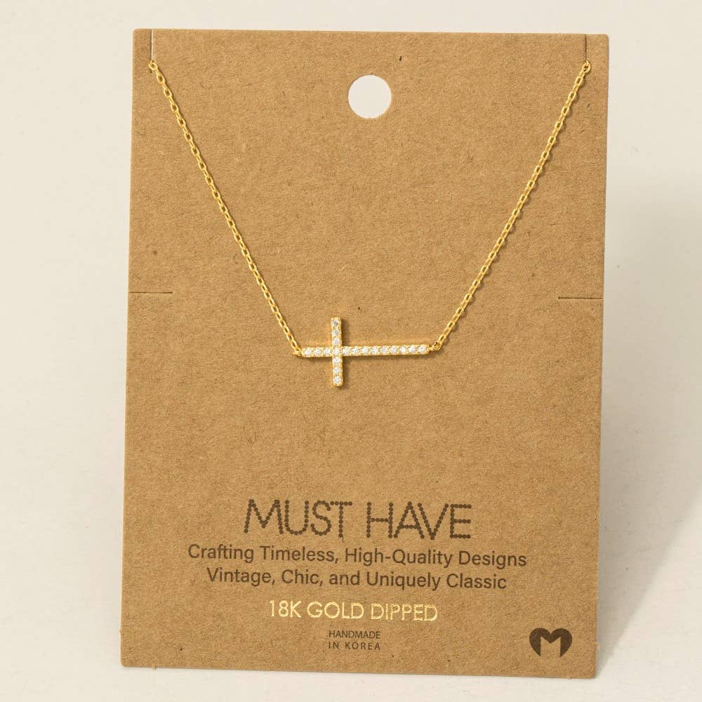 Fame Accessories - Wholesale Pendant/Charm Necklace - Cross Jewel Pendant Necklace1