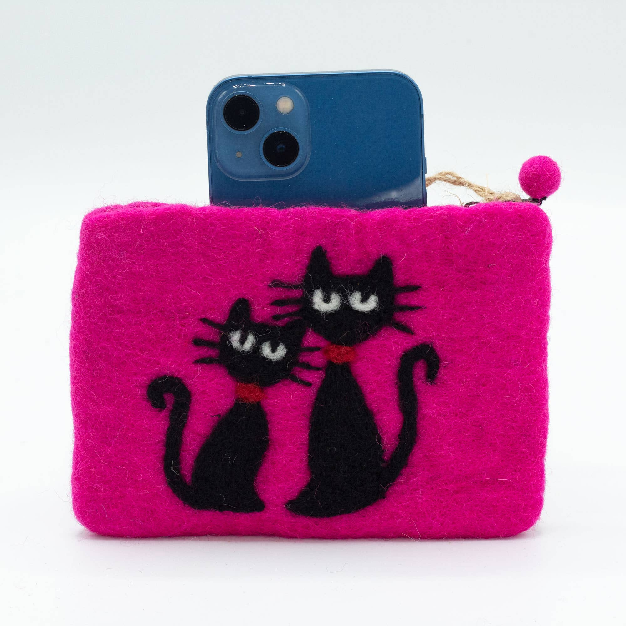 Ancient Wisdom – wholesale Pouch – Women’s – Natural Felt Zipper Pouch (asst) - Two Cats2