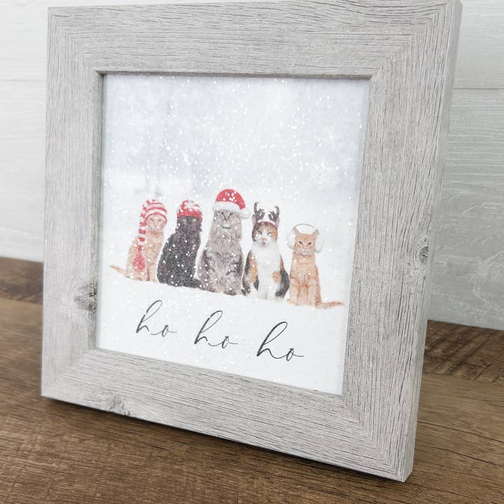 Ho Ho Ho Cat Kitten Christmas Winter Gift Art Sign for wholesale by Summer Snow Art