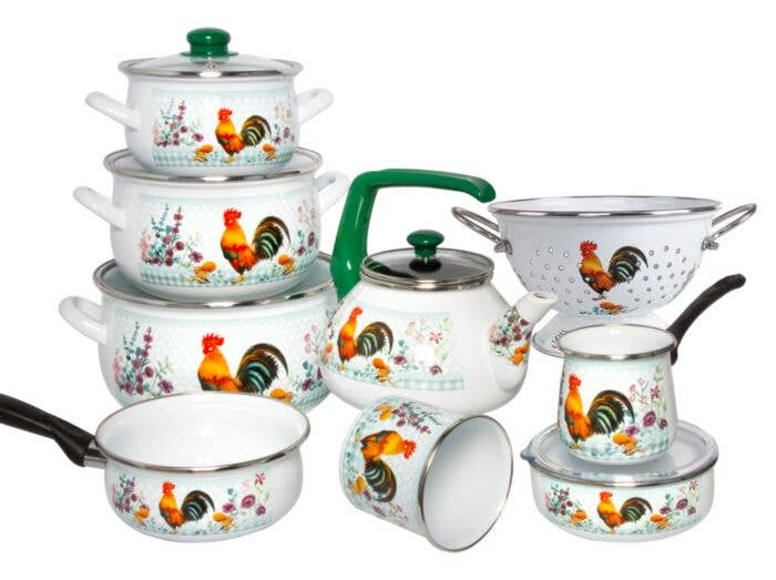 STP - Wholesale Cooking Pot - Golden Rooster Belly Deep Stock Pot with Glass Lid7
