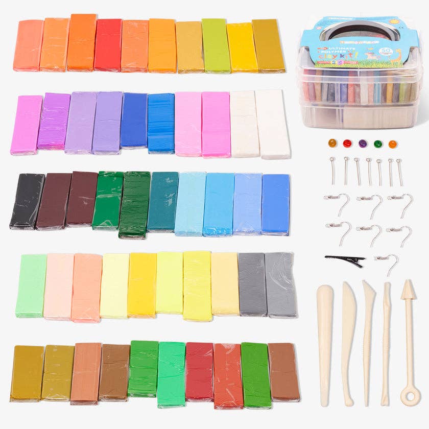 The Twiddlers - Wholesale DIY Craft Kit - Kids - 50 Colour Modelling Clay Starter Kit with Tools & Storage1
