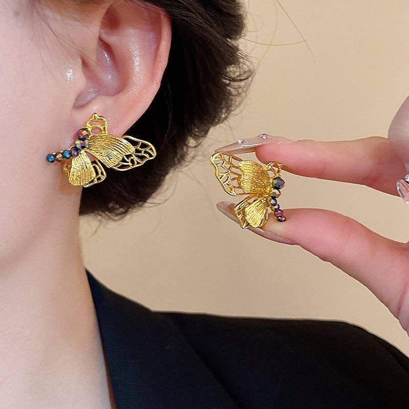   Silver Needle Diamond Butterfly Earrings for wholesale on Faire0