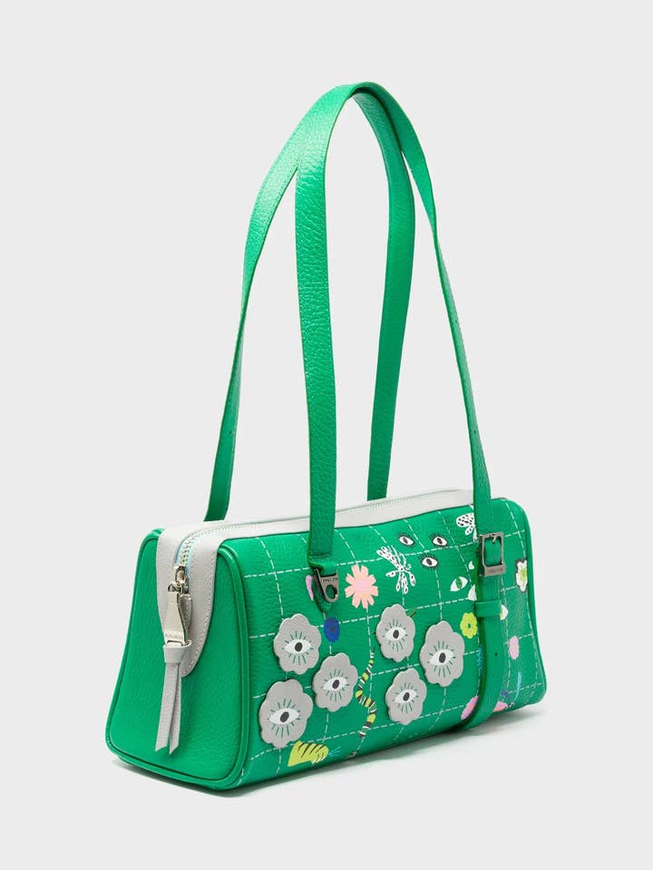 Esther Irish Green Satchel Mini Bag - Floralia Design for wholesale by Min & Mon
