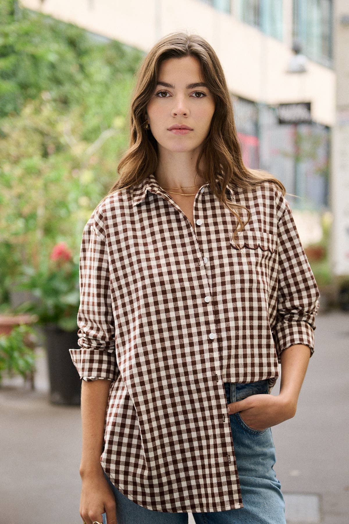 Nathael Paris - Wholesale Shirt - Women's - Loose-fit gingham print cotton shirt5
