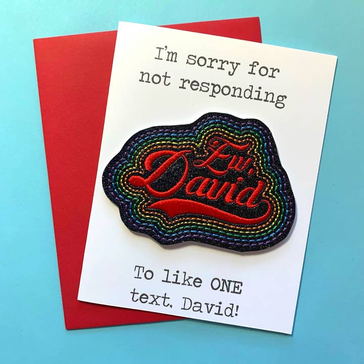 Ew, David Rainbow Hälsningskort & Magnet/Schitts Creek/Rose för wholesale av The Little Nest