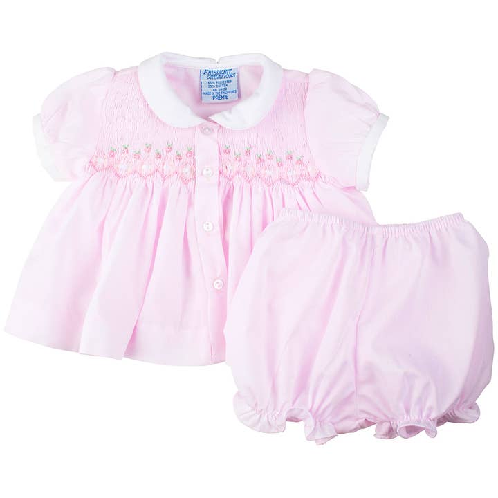 Pink Preemie Ribbon Smocked Diaper Set for wholesale on Faire