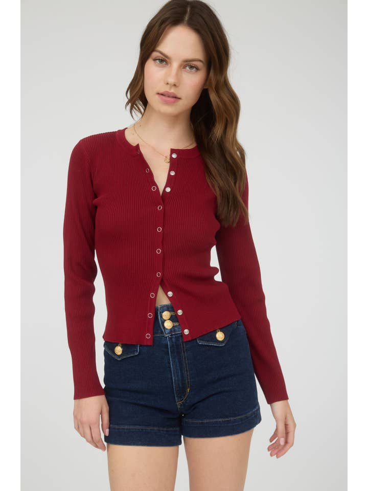 The Workshop Studio - Vente Cardigan – femme - GILET EN MAILLE À COL ROND AVEC BOUTONS-PRESSION14