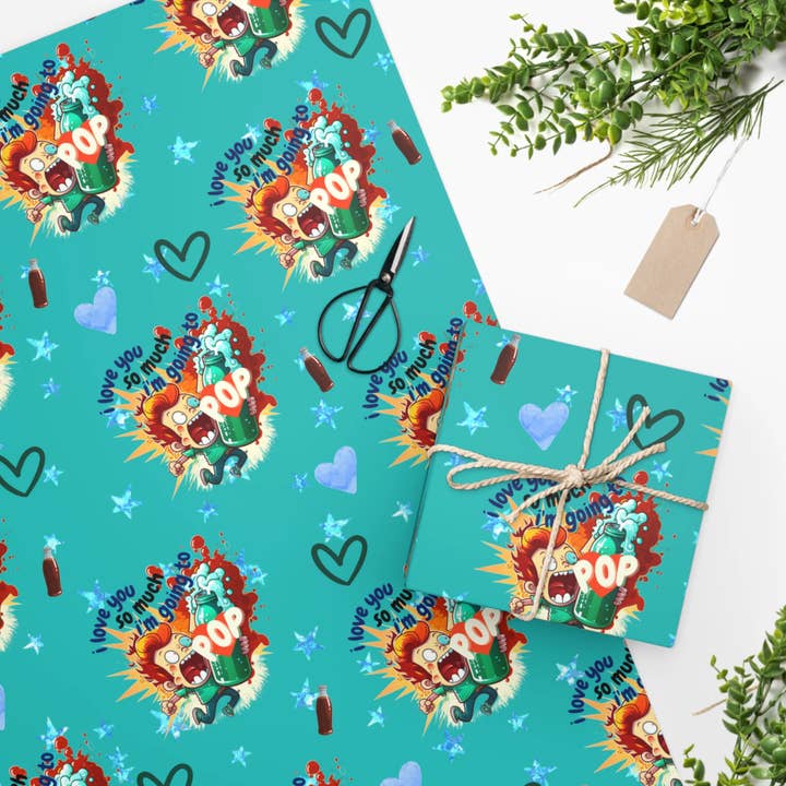 I Love You I'm Going To Pop Wrapping Paper for wholesale by Fame & Favors