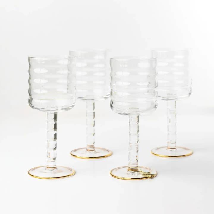 House of Revelry - Wholesale Wine Glass - FLUTED WINE GLASS SET1
