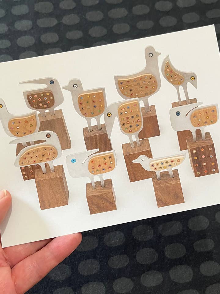 5x7 Flock of Art Birds Postcard for wholesale by Bunny with a Toolbelt