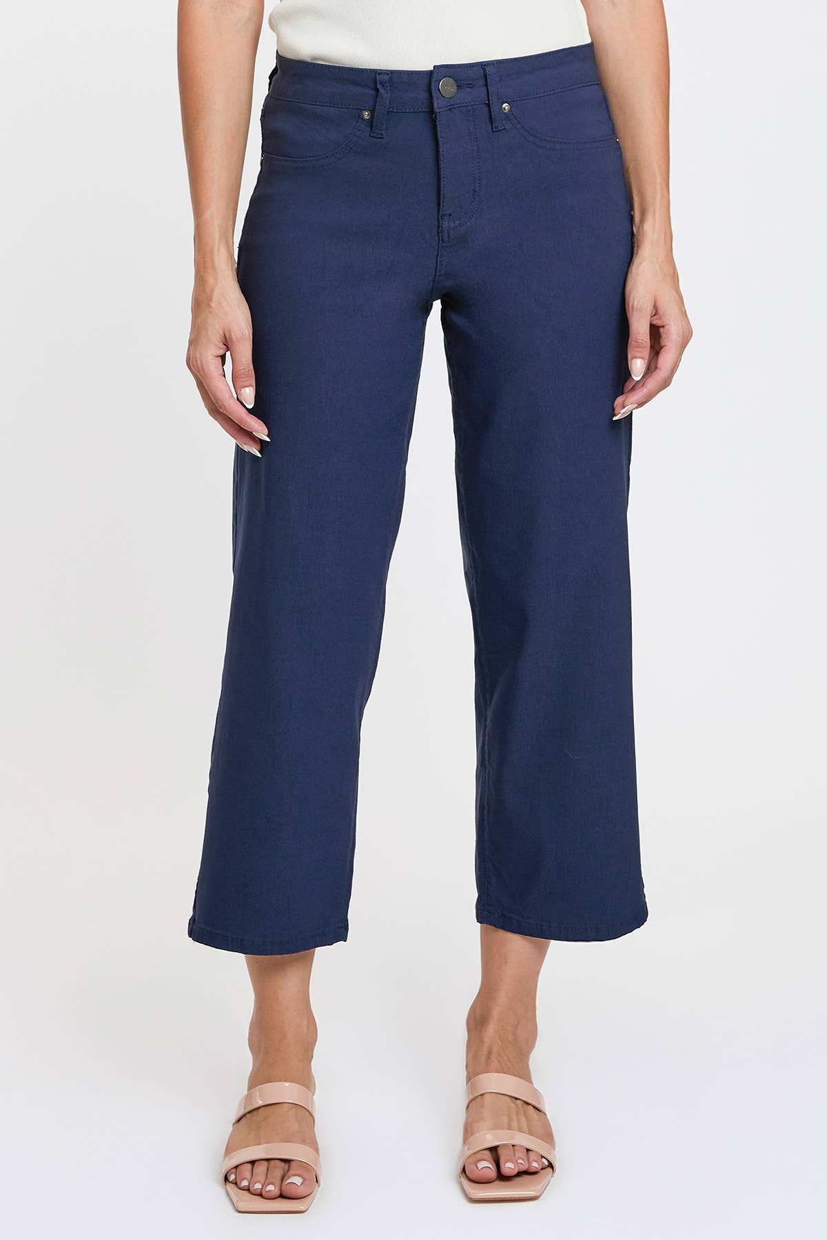 Navy Hyperstretch  Cropped Wide Leg Flood Pants, Navy-WF122631 for wholesale on Faire1