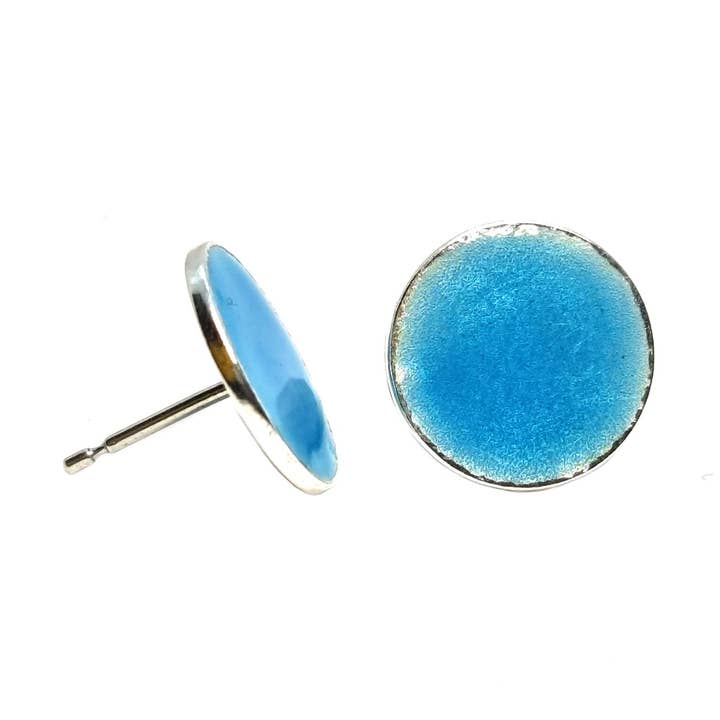 Pendientes Rockpool plateados con esmalte azul turquesa para venta al por mayor de Mijoux Creations