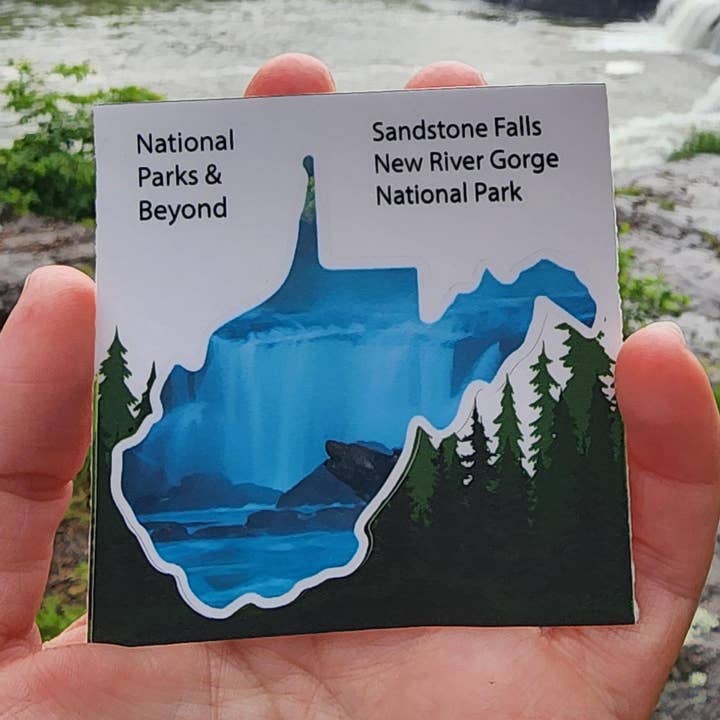 New River Gorge - Sandstone Falls - West Virginia Sticker for wholesale by National Parks and Beyond