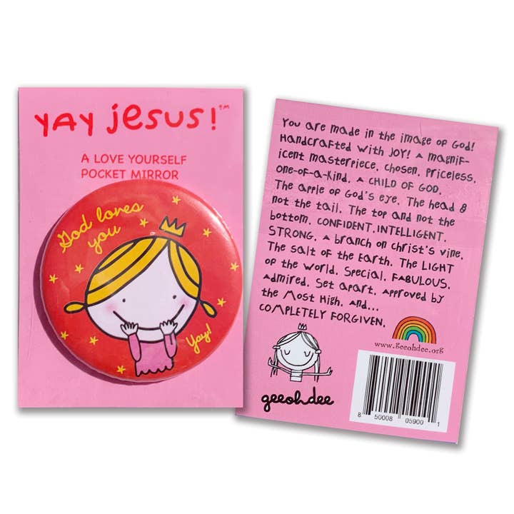 God Loves You - Pocket Mirror (Red) for wholesale by Geeohdee