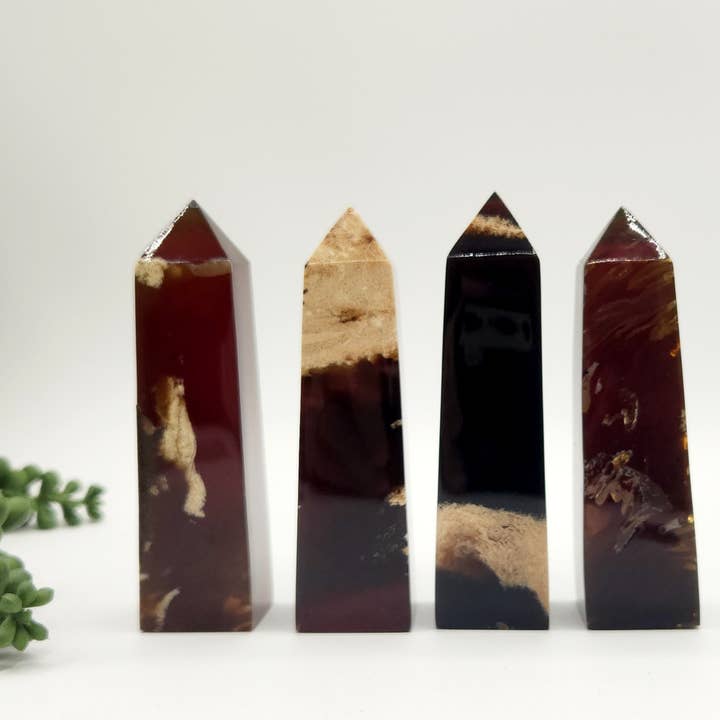 Meraki Gemstones - Wholesale Spiritual Stone/Crystal - Amber Obelix Tower 4 Faceted (Approx. 3.5-4 Inches Tall)