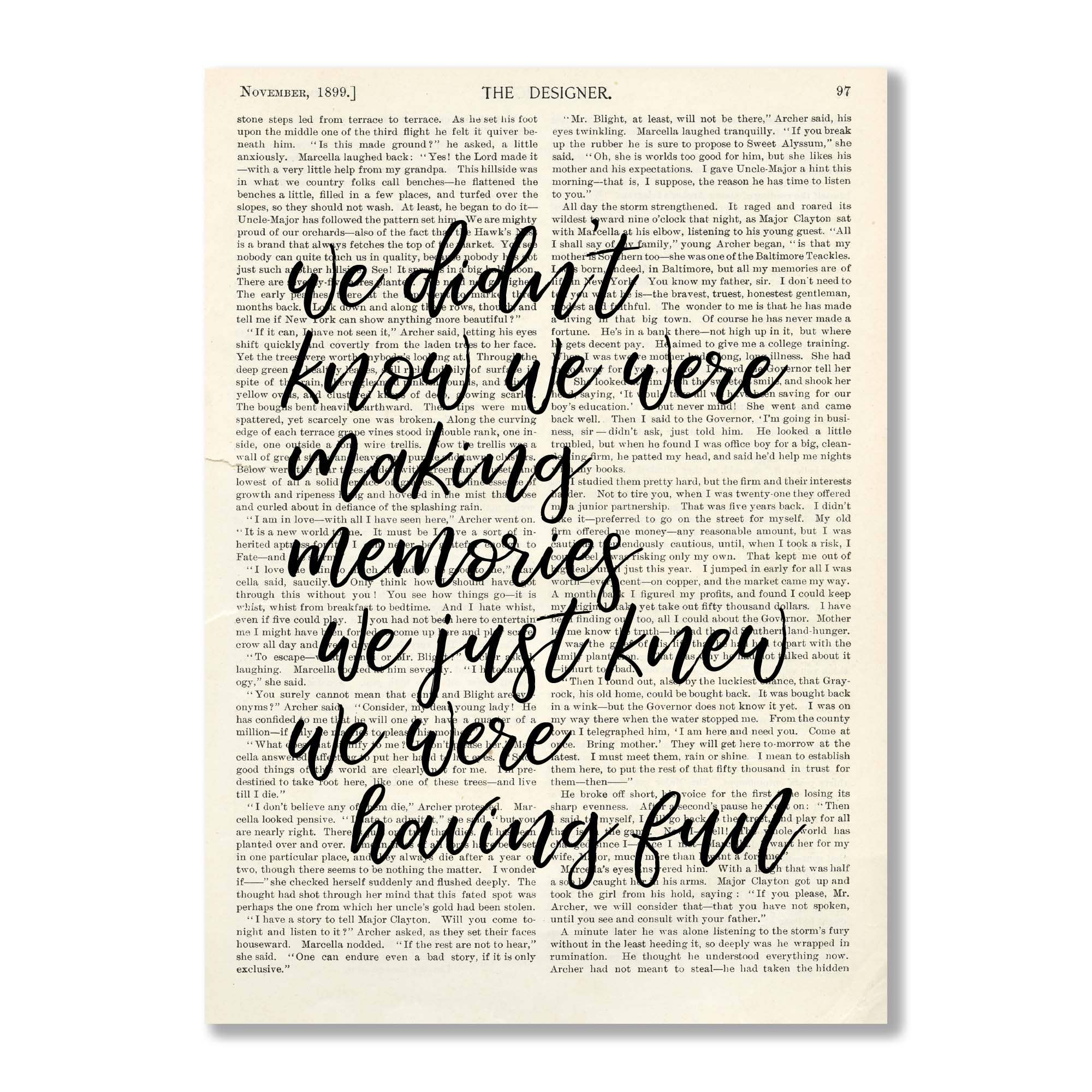 Cecelia Rose Book Page Art - Wholesale Art Print - We Didn't Know We Were Making Memories... Winnie the Pooh0