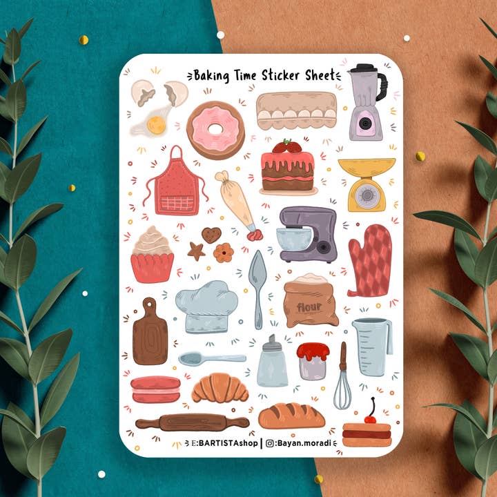 Bartista - Wholesale Sticker - Baking Time Sticker Sheet, Bullet journal stickers, Planner
