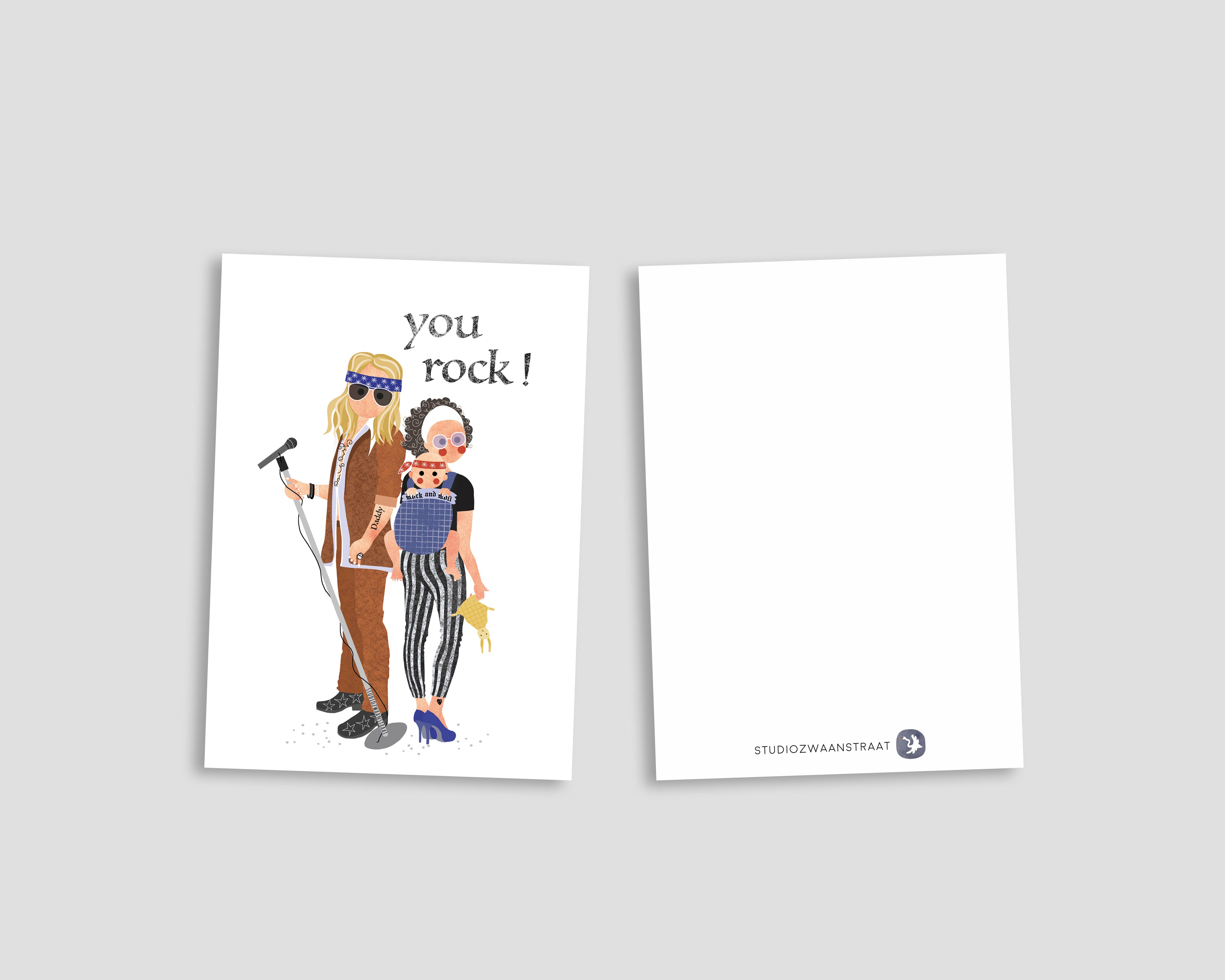 STUDIOZWAANSTRAAT – wholesale Postcard – postcard series rockstar families - ‘a star is born'1